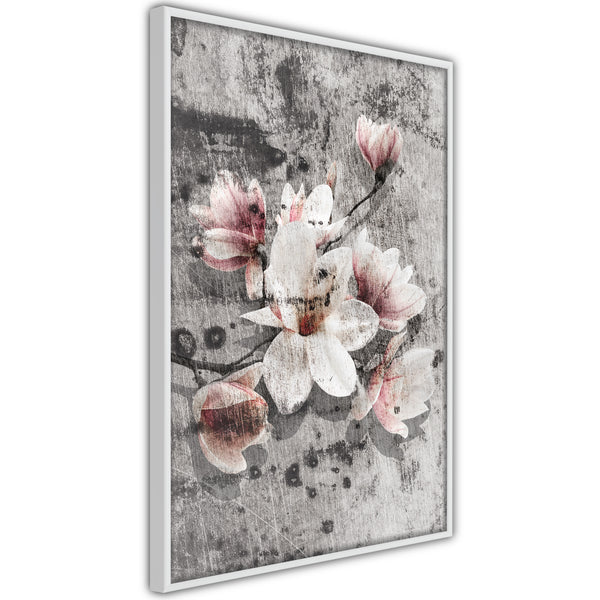 Poster - Flowers on Concrete  - wit