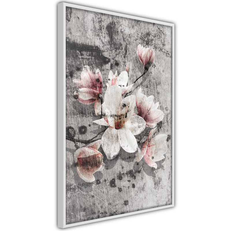 Poster - Flowers on Concrete  - wit