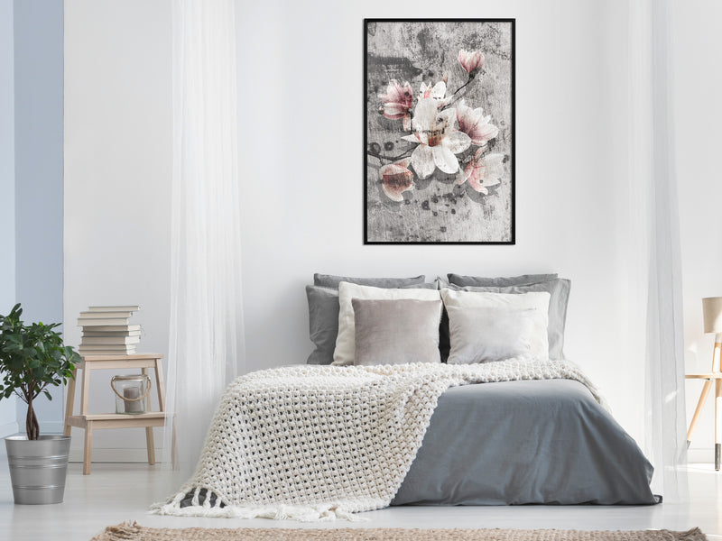 Poster - Flowers on Concrete  - zwart