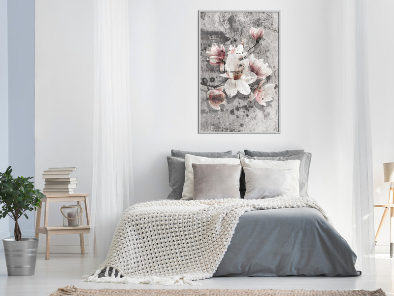 Poster - Flowers on Concrete  - wit