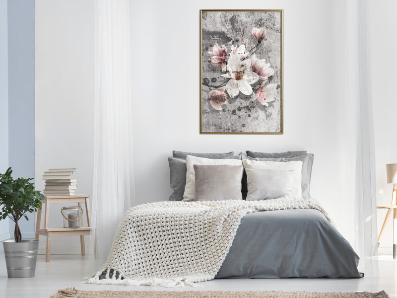 Poster - Flowers on Concrete  - goud