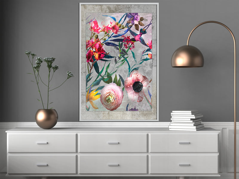 Poster - Scattered Flowers  - wit