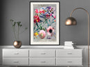 Poster - Scattered Flowers  - zwart passepartout