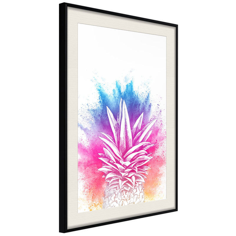 Poster - Rainbow Pineapple Crown  - zwart passepartout