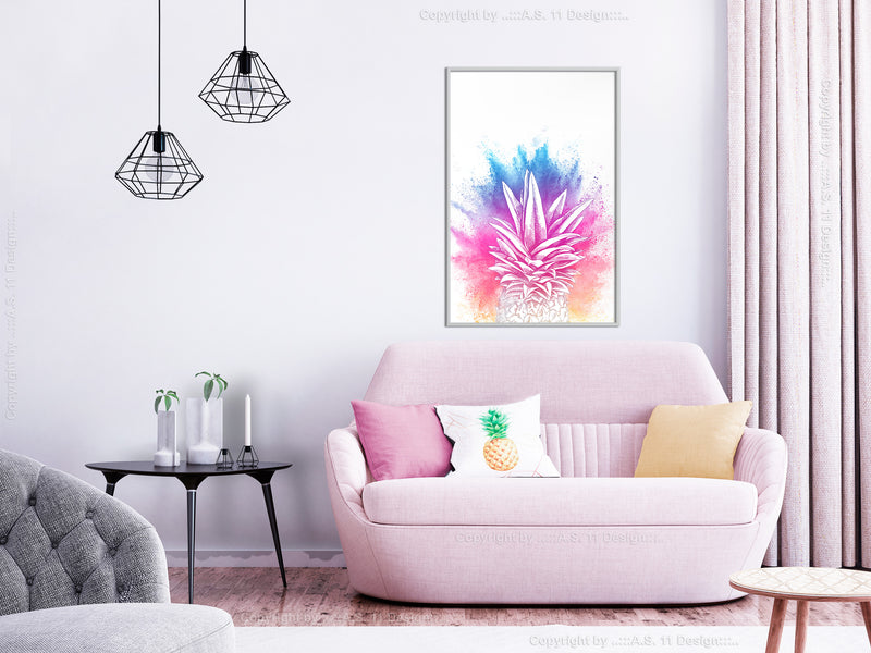 Poster - Rainbow Pineapple Crown  - wit