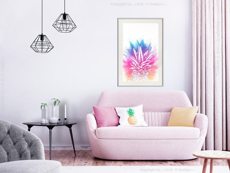 Poster - Rainbow Pineapple Crown  - wit passepartout