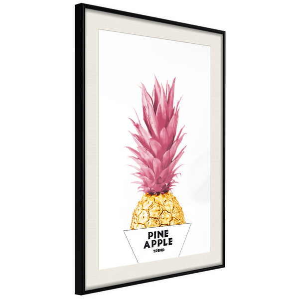 Poster - Trendy Pineapple  - zwart passepartout