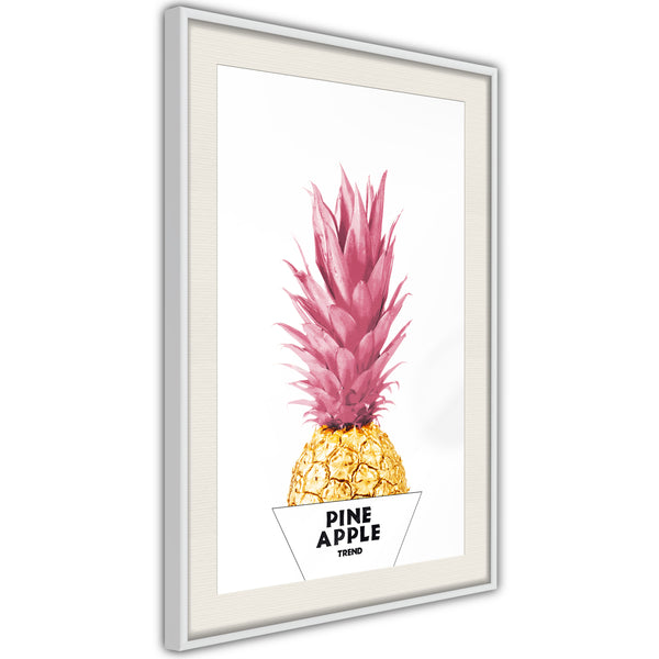 Poster - Trendy Pineapple  - wit passepartout