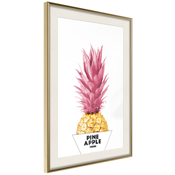 Poster - Trendy Pineapple  - goud passepartout