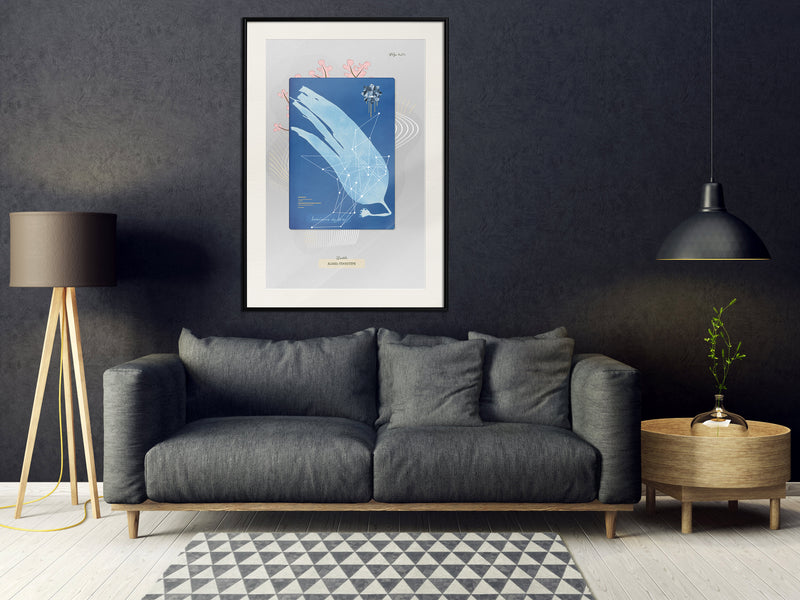Poster - Alga Cyanotype  - zwart passepartout