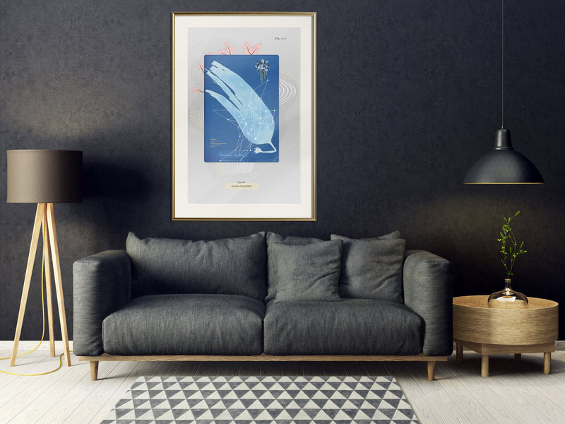 Poster - Alga Cyanotype  - goud passepartout