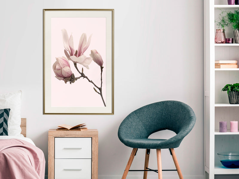 Poster - Blooming Magnolias II  - goud passepartout