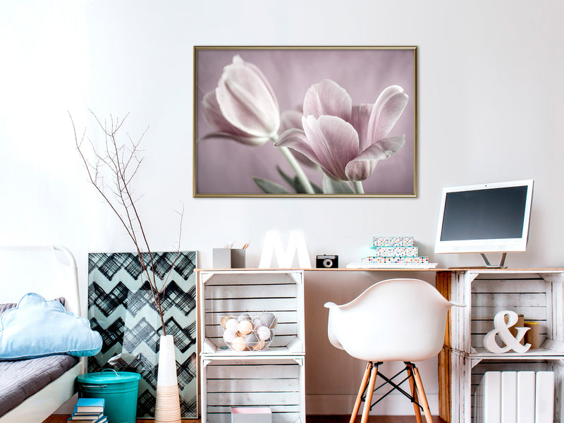 Poster - Pastel Tulips I  - goud