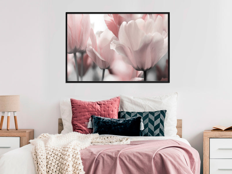 Poster - Pastel Tulips II  - zwart