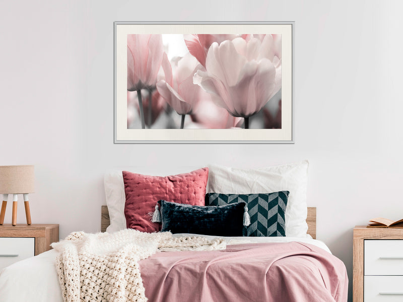 Poster - Pastel Tulips II  - wit passepartout