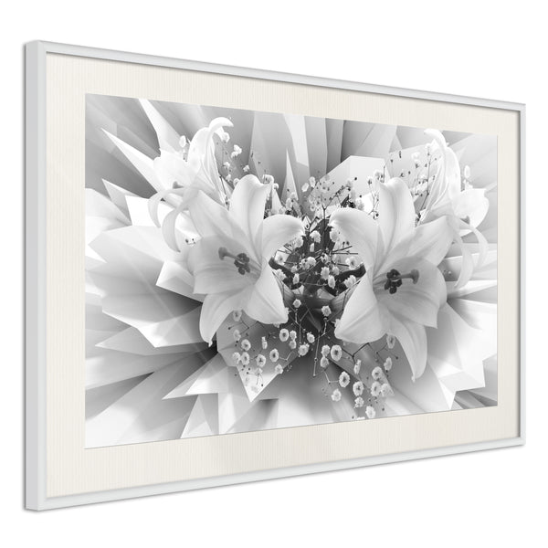 Poster - Crystal Lillies  - wit passepartout