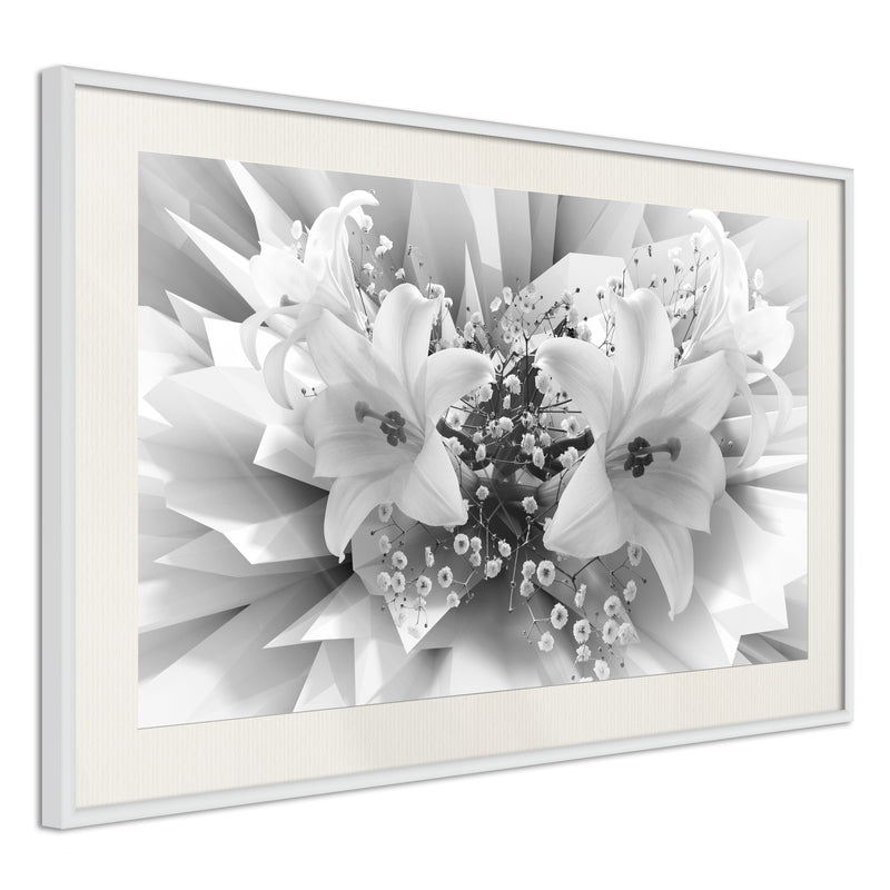 Poster - Crystal Lillies  - wit passepartout