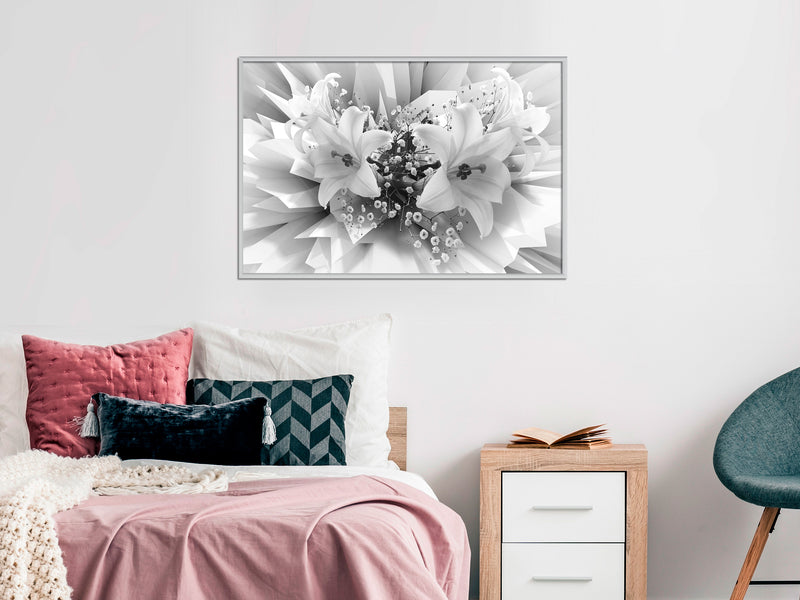 Poster - Crystal Lillies  - wit