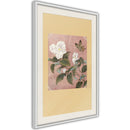 Poster - Rhododendron and Butterfly  - wit passepartout