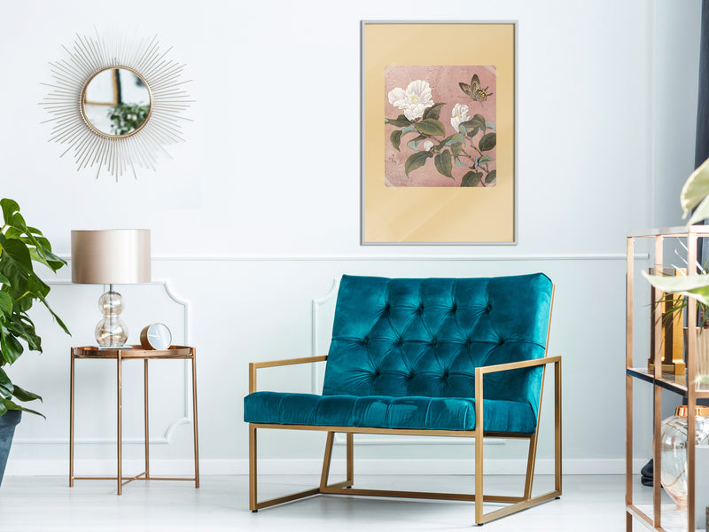Poster - Rhododendron and Butterfly  - wit