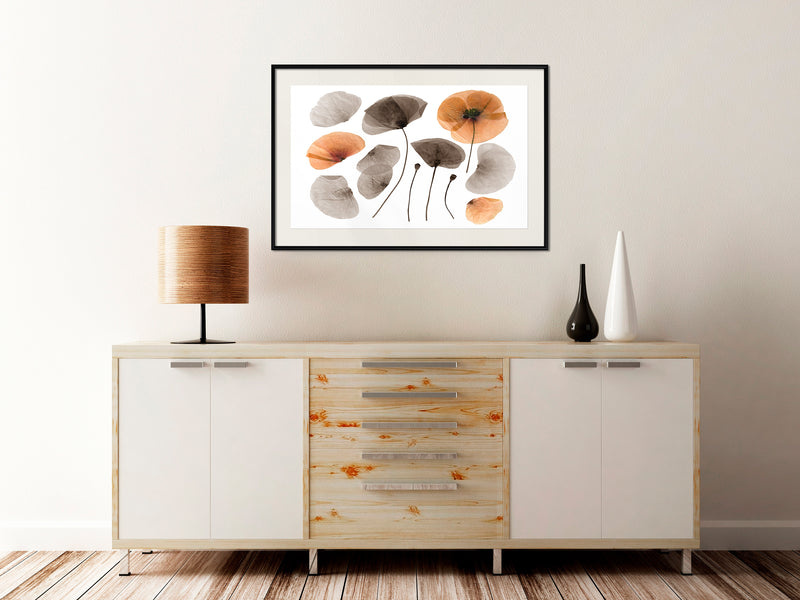Poster - Dried Poppies  - zwart passepartout