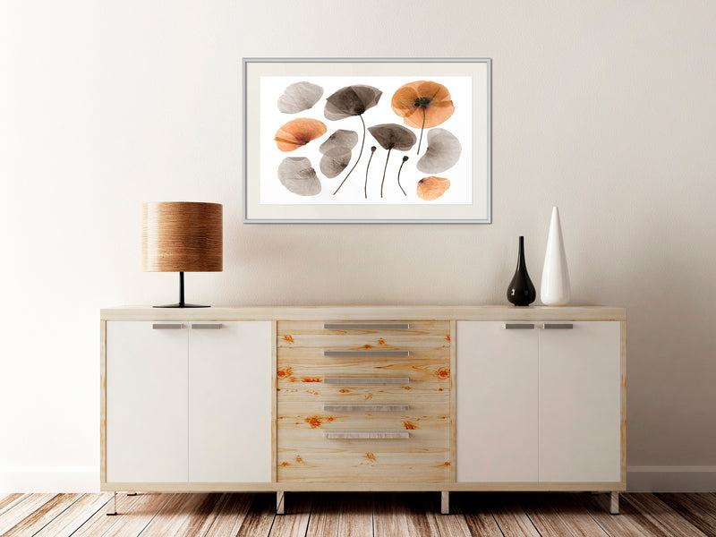 Poster - Dried Poppies  - wit passepartout