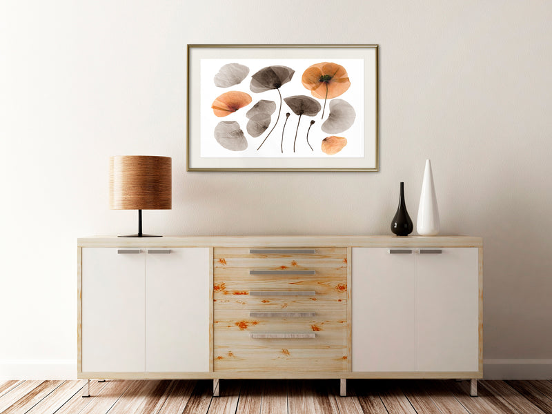 Poster - Dried Poppies  - goud passepartout