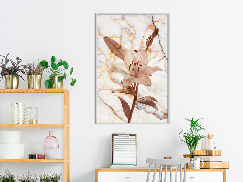 Poster - Lily on Marble Background  - wit