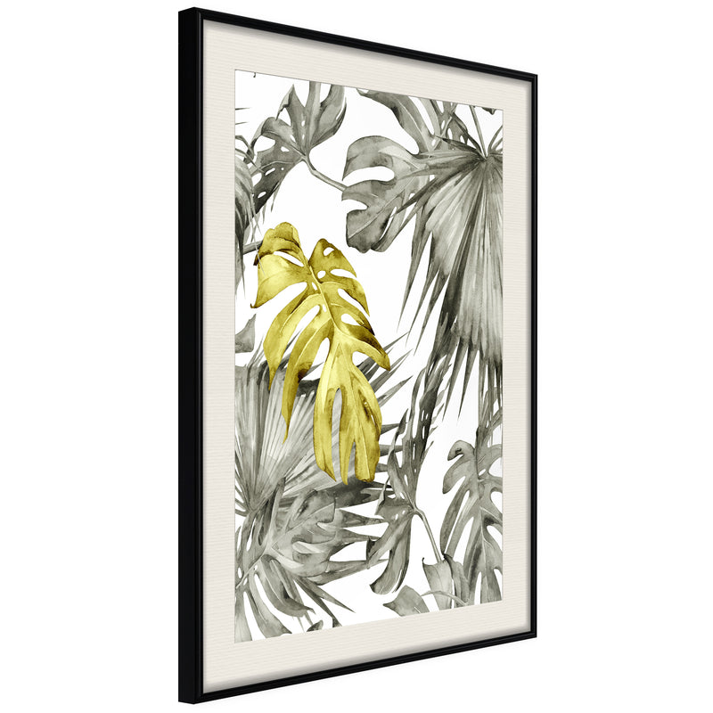 Poster - Extraordinary Leaf  - zwart passepartout