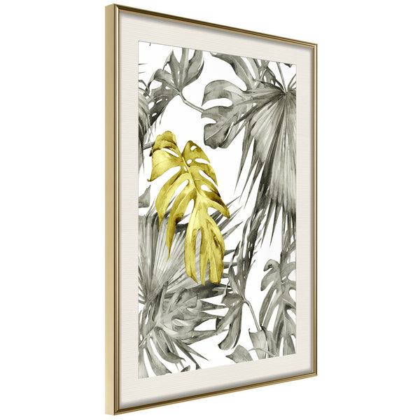 Poster - Extraordinary Leaf  - goud passepartout