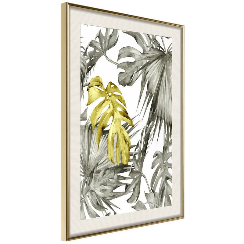Poster - Extraordinary Leaf  - goud passepartout
