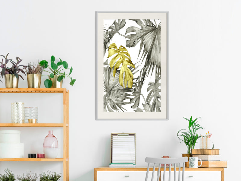 Poster - Extraordinary Leaf  - wit passepartout