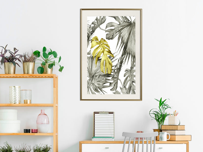 Poster - Extraordinary Leaf  - goud passepartout