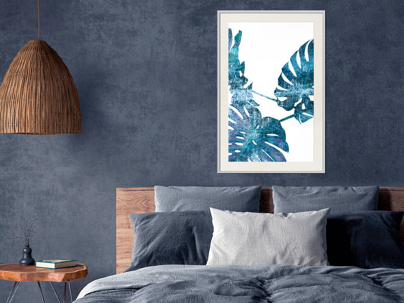 Poster - Sapphire Monstera  - wit passepartout