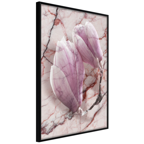 Poster - Magnolia on Marble Background  - zwart
