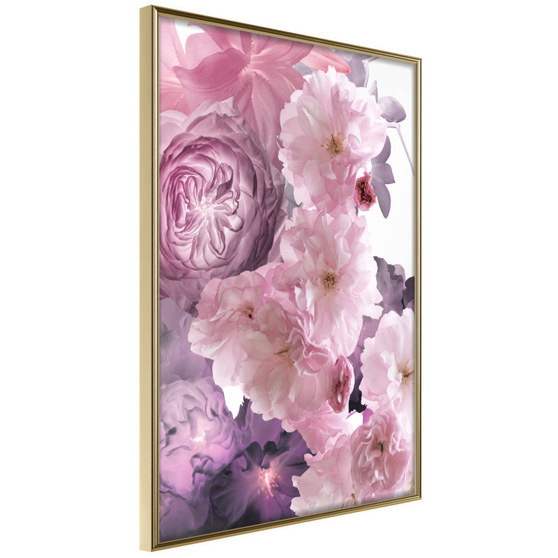 Poster - Pink Bouquet  - goud
