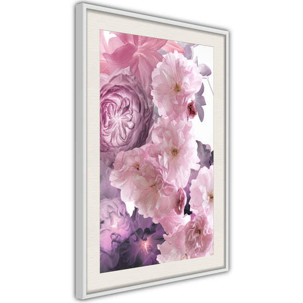 Poster - Pink Bouquet  - wit passepartout