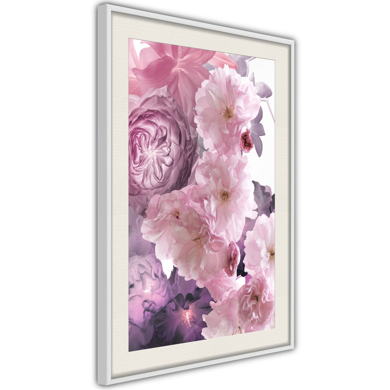 Poster - Pink Bouquet  - wit passepartout