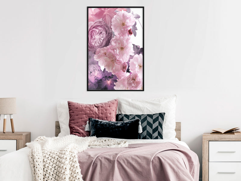 Poster - Pink Bouquet  - zwart