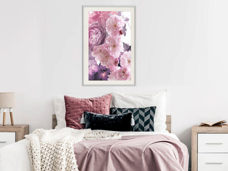 Poster - Pink Bouquet  - wit passepartout