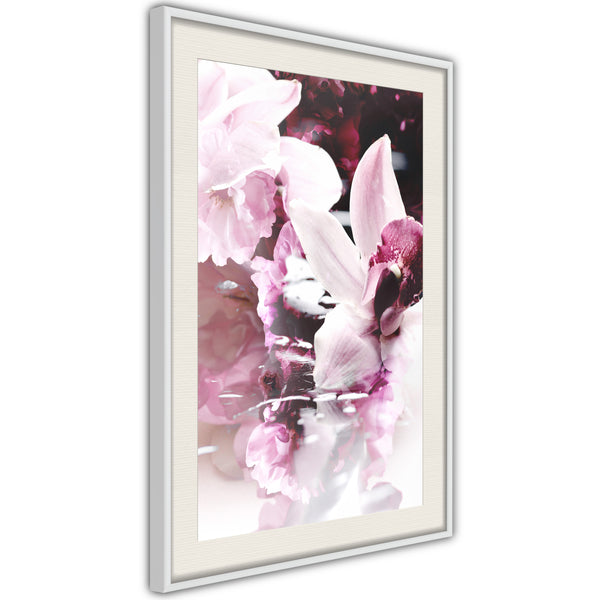 Poster - Flowers on the Water  - wit passepartout