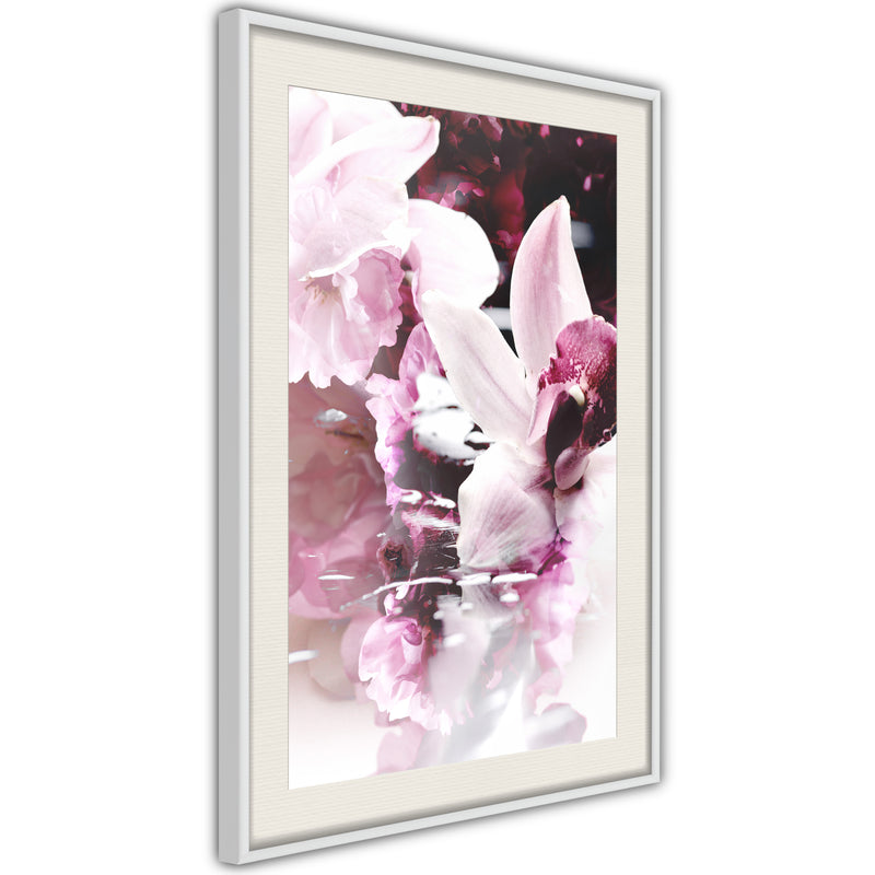 Poster - Flowers on the Water  - wit passepartout