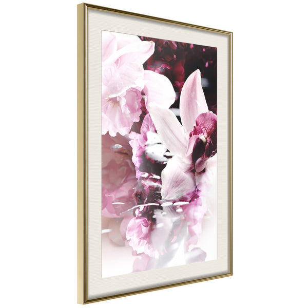 Poster - Flowers on the Water  - goud passepartout