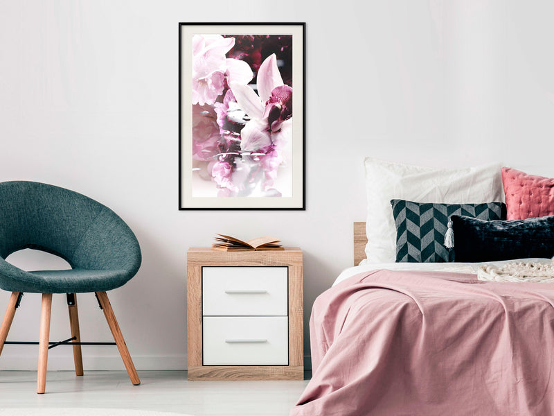 Poster - Flowers on the Water  - zwart passepartout