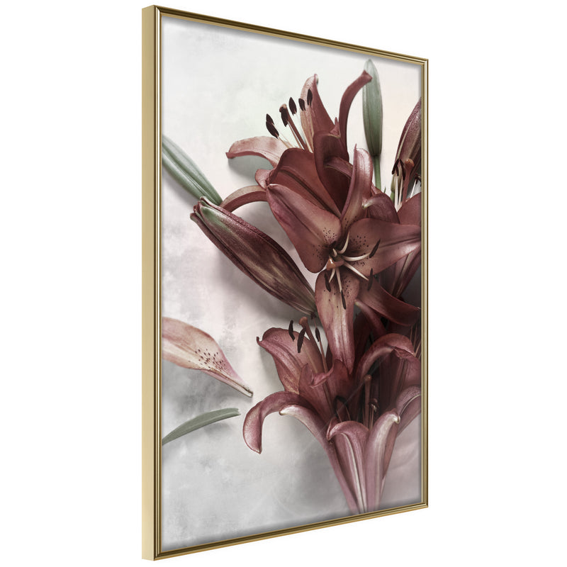 Poster - Burgundy Solace  - goud