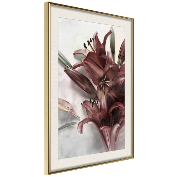 Poster - Burgundy Solace  - goud passepartout