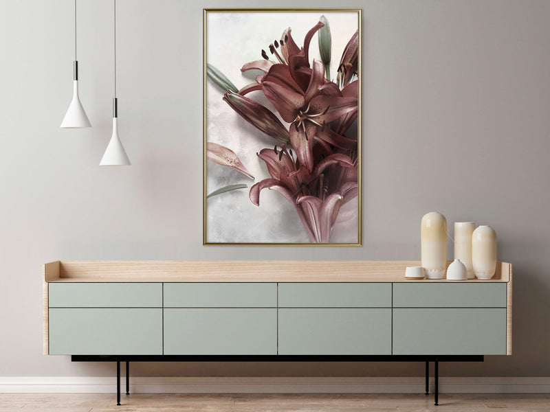 Poster - Burgundy Solace  - goud