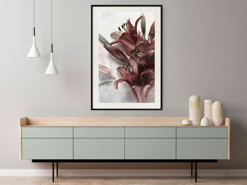 Poster - Burgundy Solace  - zwart passepartout
