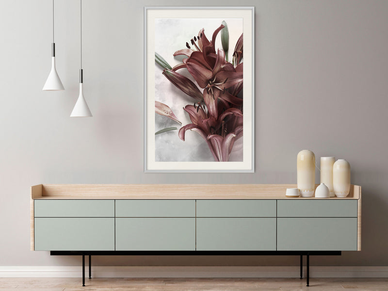 Poster - Burgundy Solace  - wit passepartout