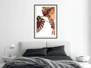 Poster - Copper Monstera  - zwart passepartout